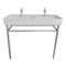 Trough White Ceramic Console Sink and Polished Chrome Stand, 40