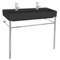 Trough Matte Black Ceramic Console Sink and Polished Chrome Stand, 40