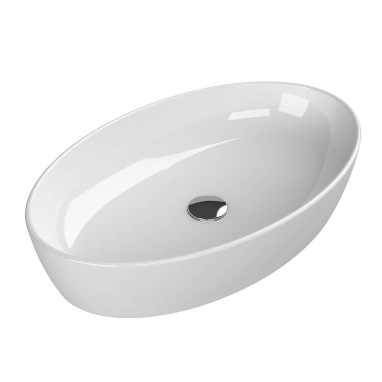 Oval Vessel Bathroom Sink, White Ceramic