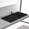 Black Drop In Bathroom Sink With Counter Space, Ceramic