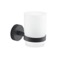 Frosted Glass Toothbrush Holder With Matte Black Wall Mount
