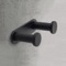 Double Bathroom Hook, Round, Matte Black, Brass