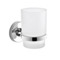 Wall Mounted Frosted Glass Toothbrush Holder With Chrome Mounting