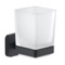 Wall Mounted Frosted Glass Toothbrush Holder, Matte Black Mounting