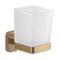 Wall Mounted Frosted Glass Toothbrush Holder, Matte Gold Mounting