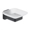 Wall Mounted Frosted Glass Soap Dish, Matte Black Mounting