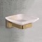 Wall Mounted Frosted Glass Soap Dish, Matte Gold Mounting