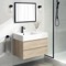 32 Inch Bathroom Vanity, Wall Mounted, Modern, Brown Oak