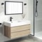 40 Inch Bathroom Vanity, Wall Mounted, Modern, Brown Oak