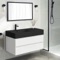 Wall Mounted Bathroom Vanity, Modern, Glossy White, Black Ceramic Sink, 40 Inch