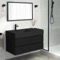 Wall Mounted Black Bathroom Vanity, Modern, 40 Inch