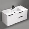 Wall Mounted Bathroom Vanity, Glossy White, 40 Inch