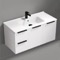 Wall Mounted Bathroom Vanity, Glossy White, 40 Inch