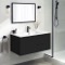 40 Inch Wall Mounted Black Bathroom Vanity, Modern