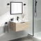 Wall Mounted Small Bathroom Vanity, Modern, Brown Oak, 26 Inch