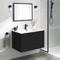 Wall Mounted Black Bathroom Vanity, Modern, 34 Inch