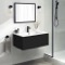 Wall Mounted Black Bathroom Vanity, Modern, 34 Inch