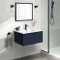 Blue Wall Mounted Small Bathroom Vanity, Modern, 26 Inch