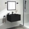 Small Black Wall Mounted Bathroom Vanity, Modern, 26 Inch