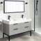 Modern Double Bathroom Vanity, Grey Mist, 48 Inch, Free Standing