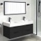 Double Floating Black Bathroom Vanity, Modern, 48 Inch