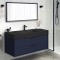 48 Inch Navy Blue Floating Single Bathroom Vanity, Black Ceramic Sink