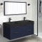 Double Floating Bathroom Vanity, Modern, Navy Blue, Black Ceramic Sink, 48 Inch