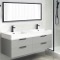 Double Floating Bathroom Vanity, Modern, Grey Mist, 56 Inch