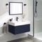 Navy Blue Floating Bathroom Vanity, 32 Inch