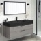 Floating Bathroom Vanity, Modern, Grey Oak, Black Ceramic Sink, 48 Inch