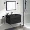 Matte Black Floating Bathroom Vanity, Black Ceramic Sink, 32 Inch