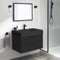 Matte Black Bathroom Vanity, Modern, Floating, 32 Inch