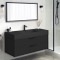 48 Inch Matte Black Bathroom Vanity, Modern, Floating