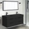 Black Double Floating Bathroom Vanity, Modern, 48 Inch