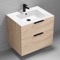 Floating Bathroom Vanity, Modern, Brown Oak, 28 Inch