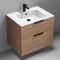 Walnut Floating Bathroom Vanity, 28 Inch