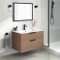 32 Inch Bathroom Vanity, Wall Mounted, Modern, Walnut