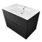 Floating Matte Black Bathroom Vanity, Modern, 32 Inch