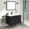 Wall Mounted Black Bathroom Vanity, Modern, 32 Inch