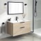 36 Inch Bathroom Vanity, Wall Mounted, Modern, Brown Oak