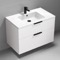 White Wall Mounted Bathroom Vanity, Modern, 36 Inch