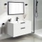 White Wall Mounted Bathroom Vanity, Modern, 36 Inch