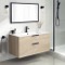 Wall Mounted Bathroom Vanity, Modern, Brown Oak, 40 Inch