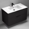 Wall Mounted Black Bathroom Vanity, Modern, 40 Inch