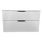 40 Inch Floating Bathroom Vanity, Ceramic Sink, Counter Space, 2 Drawers, Glossy White