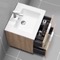 24 Inch Floating Bathroom Vanity, Brown Oak, Chrome Handles