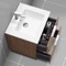 Wall Mounted Bathroom Vanity, Modern, Walnut, 24 Inch, Chrome Handles