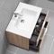 Wall Mounted Bathroom Vanity, Modern, Brown Oak, 32 Inch, Chrome Handles