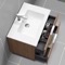 Wall Mounted Bathroom Vanity, Modern, Walnut, 32 Inch, Chrome Handles