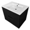 Floating Matte Black Bathroom Vanity, Modern, 28 Inch